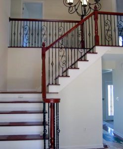 Straight Stairway with Iron Spindles and Open Return Treads #184 - The ...