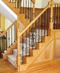 Red Oak Wood Stairs Open-Returned End Treads Iron Spindles : #50 - The ...