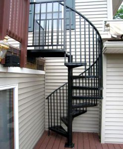 Black Exterior Deck to Deck Access Spiral Staircase Kit #252 - The ...